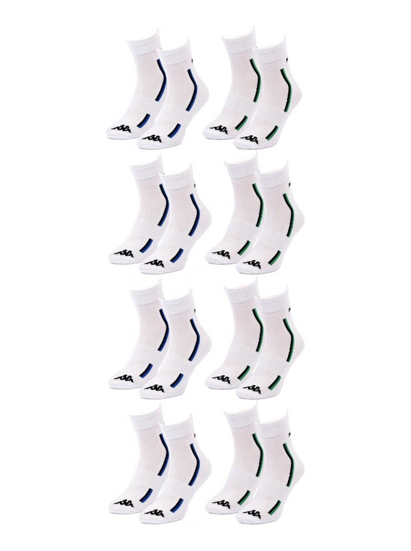 Meias Homem KAPPA QUARTER SPORT - Pack de 8 Branco - Kiabi
