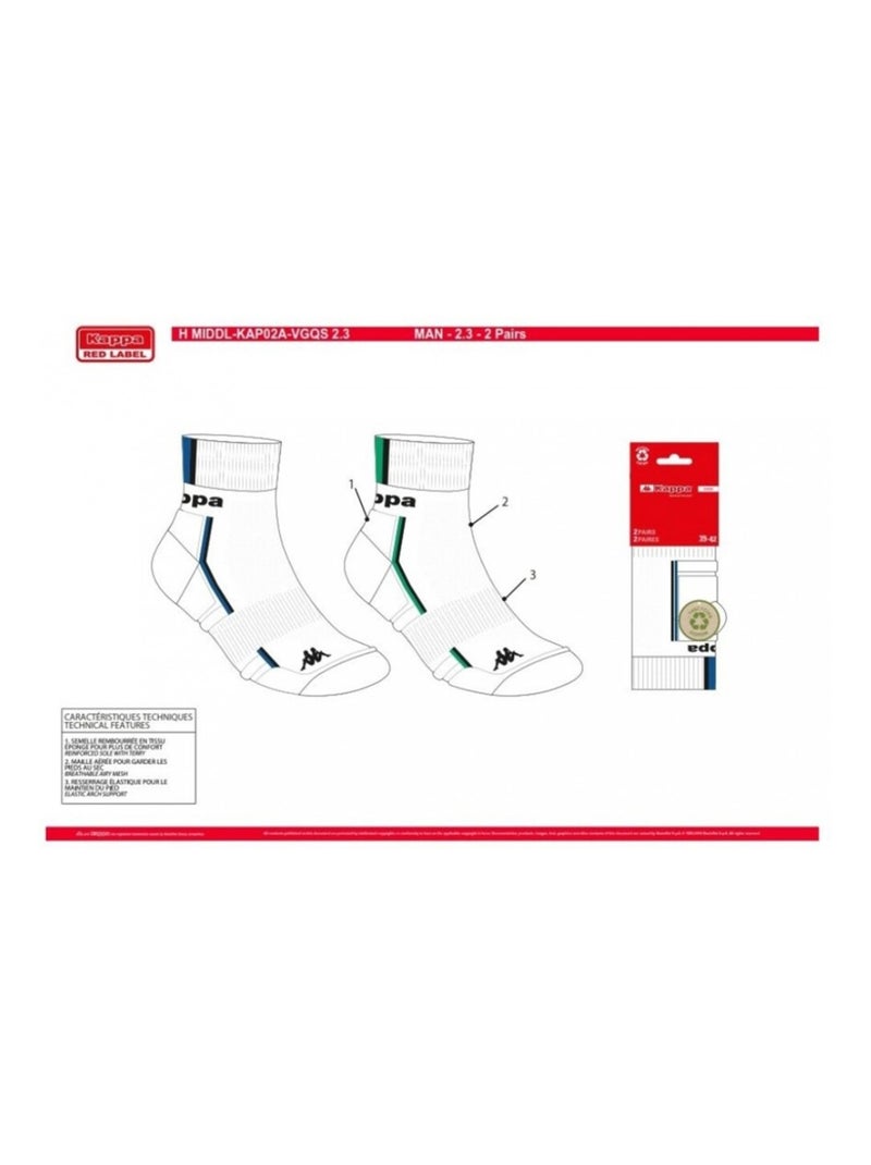 Meias Homem KAPPA QUARTER SPORT - Pack de 8 Branco - Kiabi