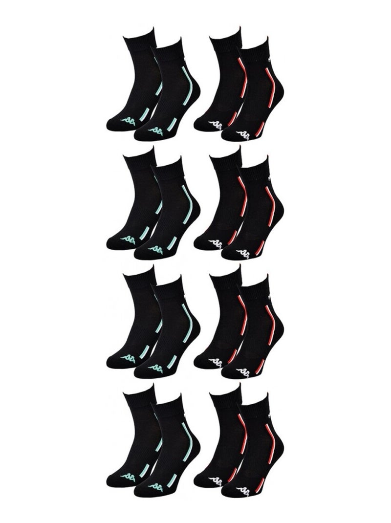 Meias Homem KAPPA QUARTER SPORT - Pack de 8 Preto - Kiabi