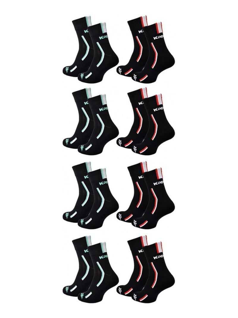 Meias Homem KAPPA QUARTER SPORT - Pack de 8 Preto - Kiabi