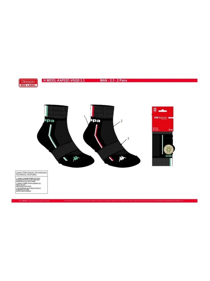 Meias Homem KAPPA QUARTER SPORT - Pack de 8 Preto - Kiabi