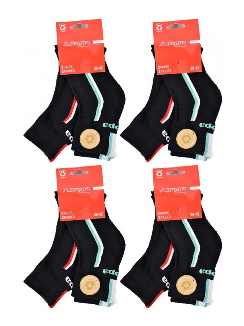Meias Homem KAPPA QUARTER SPORT - Pack de 8 Preto - Kiabi