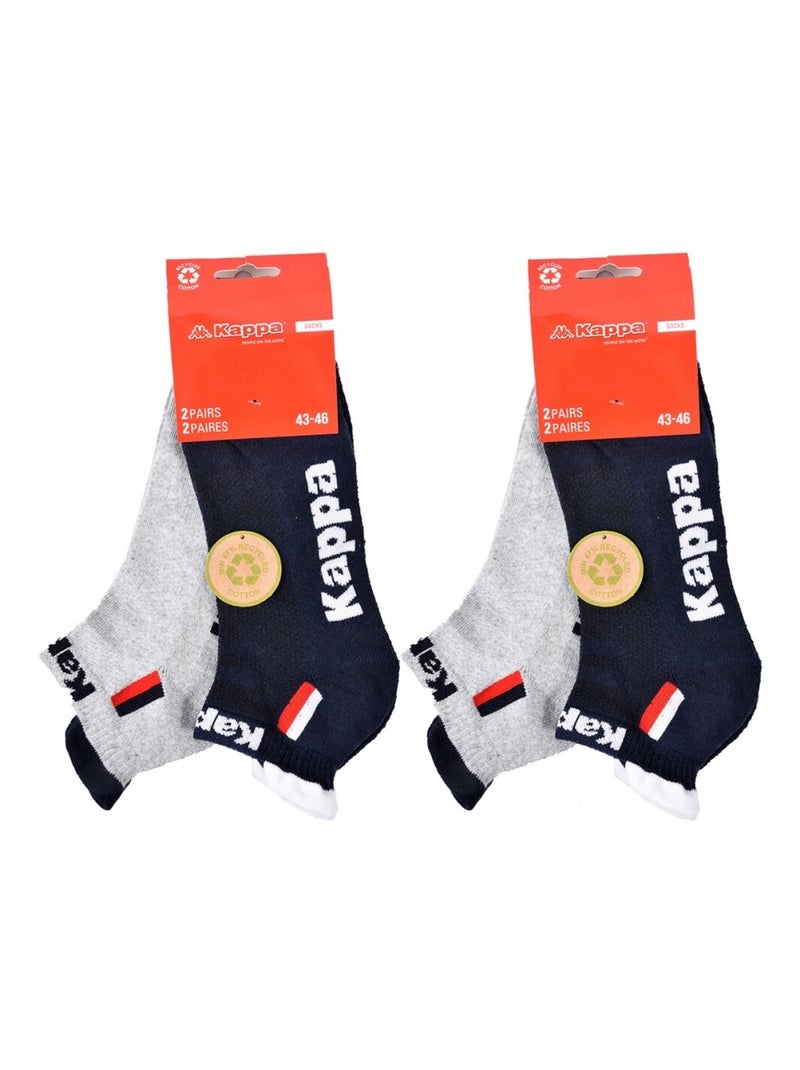 Meias Homem KAPPA SNEAKER SPORT - Pack de 4 Azul-cinza - Kiabi