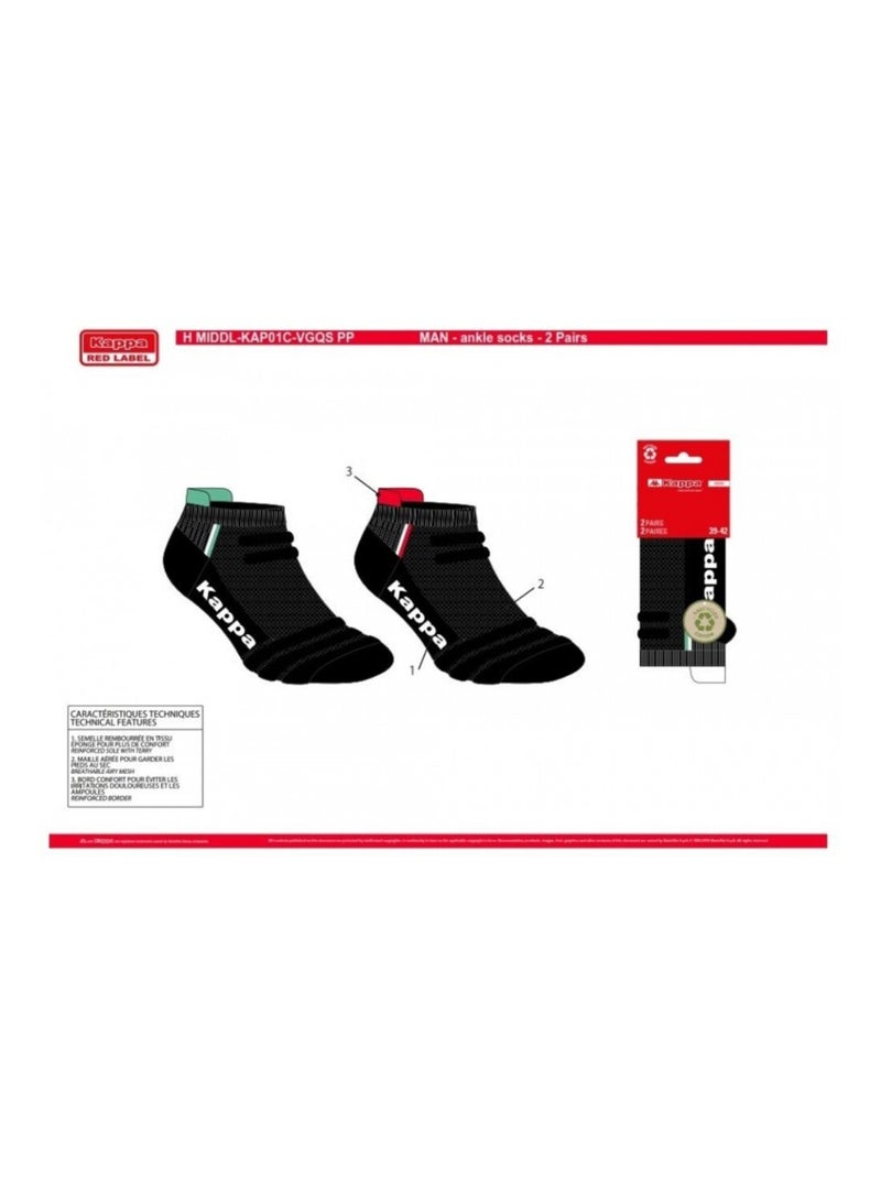 Meias Homem KAPPA SNEAKER SPORT - Pack de 8 Preto - Kiabi