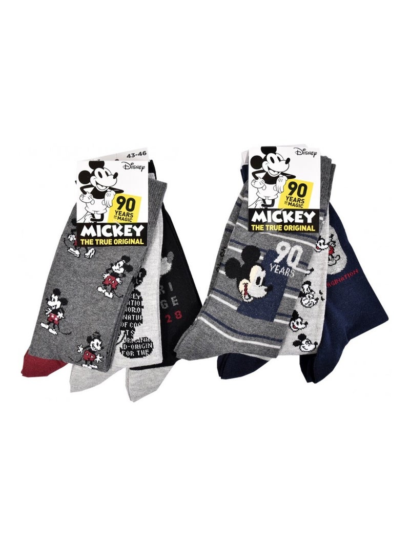 Meias Homem Licença PACK DE 12 pares Mickey Preto Cinza-antracite Azul - Kiabi