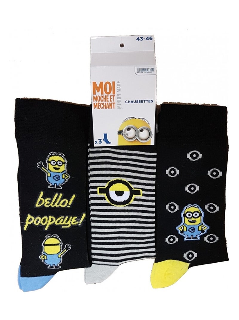 Meias Homem Licença PACK DE 12 PARES MINIONS Preto Cinza-antracite Azul - Kiabi