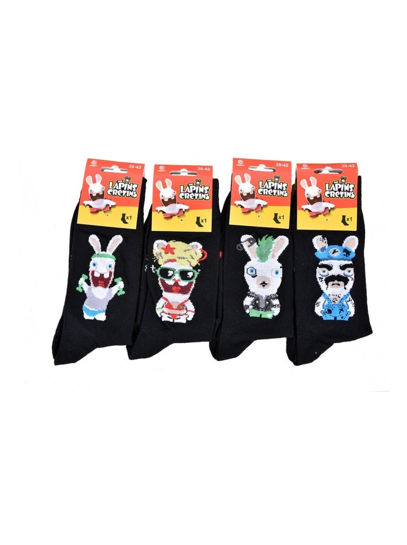 Meias Homem Licence PACK DE 12 pares Coelhos Cretinos Preto Multicolorido Preto - Kiabi