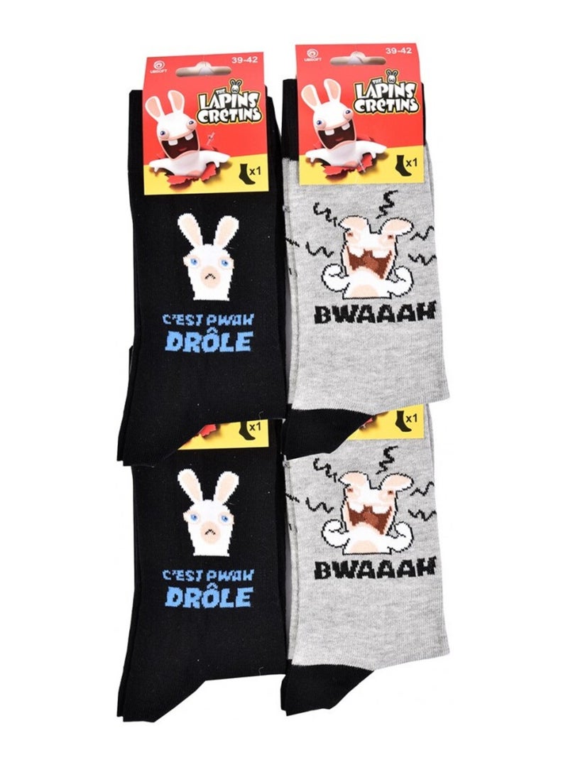 Meias Homem Licence PACK DE 12 pares Coelhos Cretinos Preto Multicolorido Preto - Kiabi