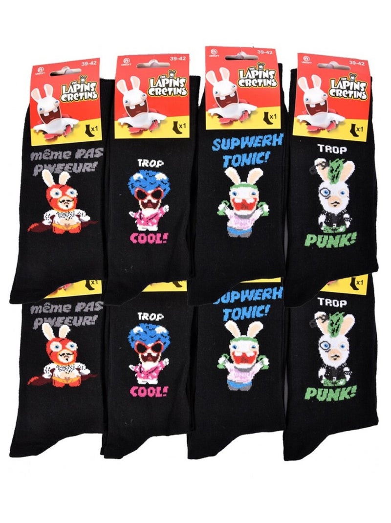Meias Homem Licence PACK DE 12 pares Coelhos Cretinos Preto Multicolorido Preto - Kiabi