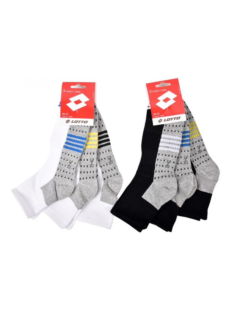 Meias Homem LOTTO - Pack de 6 Branco Multicolor Preto - Kiabi