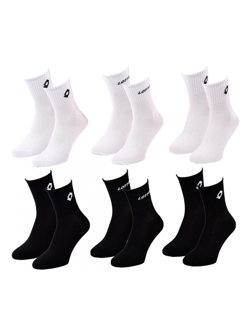 Meias Homem LOTTO - Pack de 6 Branco Preto - Kiabi