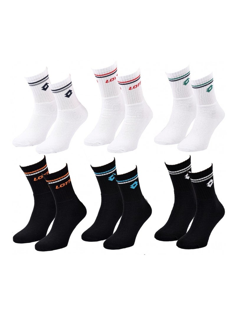 Meias Homem LOTTO - Pack de 6 Branco Preto - Kiabi