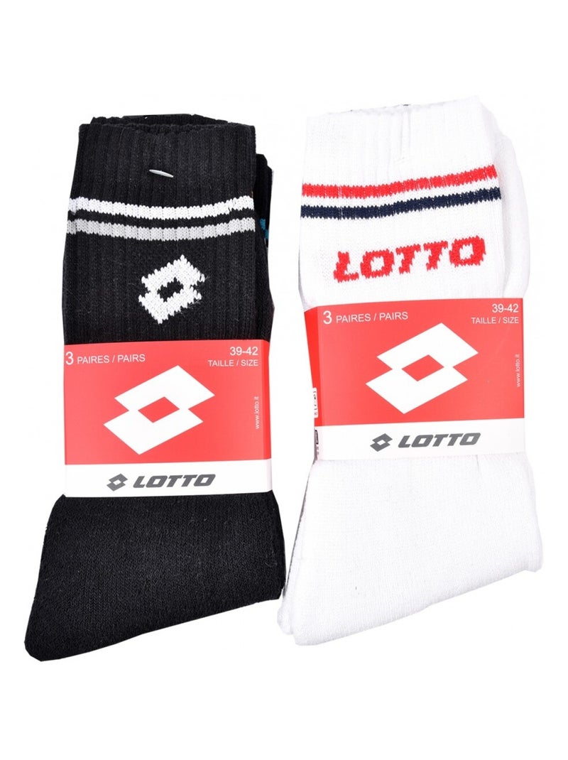 Meias Homem LOTTO - Pack de 6 Branco Preto - Kiabi