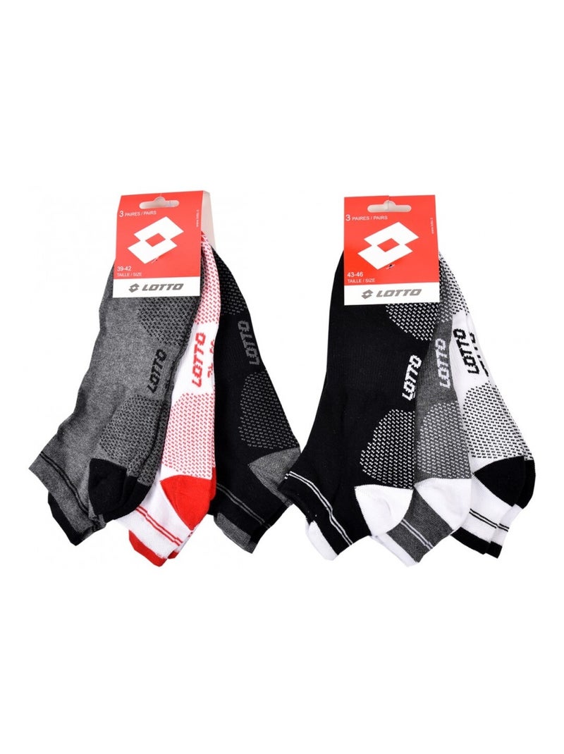 Meias Homem LOTTO - Pack de 6 Preto Branco Cinza Vermelho - Kiabi