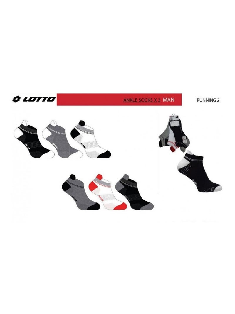 Meias Homem LOTTO - Pack de 6 Preto Branco Cinza Vermelho - Kiabi