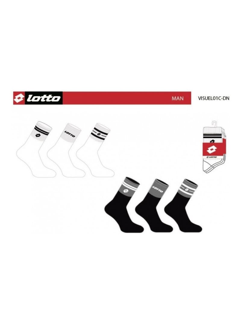Meias Homem LOTTO - Pack de 6 Preto Branco - Kiabi