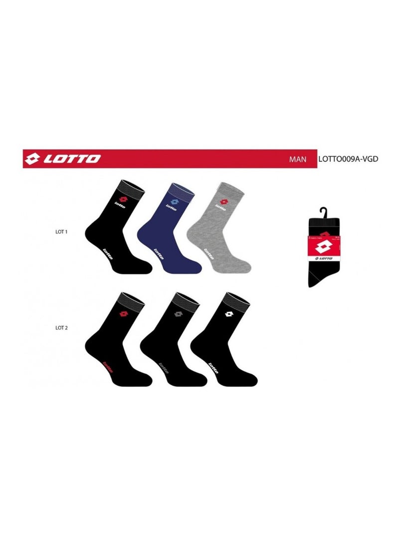 Meias homem lotto - pack de 6 Preto Cinza-antracite Azul - Kiabi