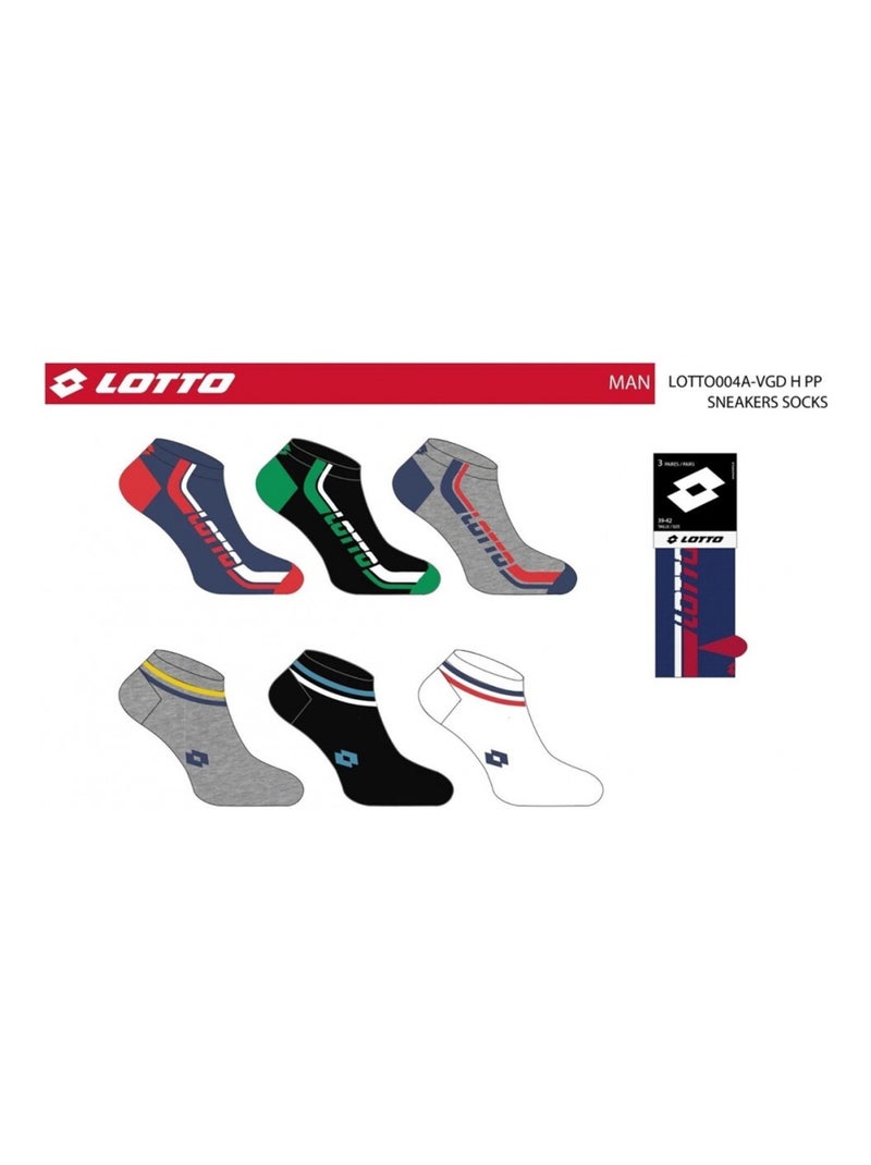 Meias Homem LOTTO - Pack de 6 Preto Multicolorido Cinza - Kiabi