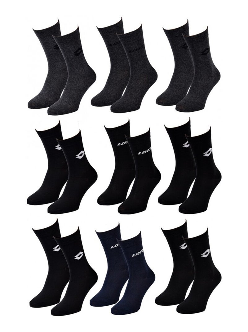 Meias homem lotto - pack de 9 Preto Cinza-antracite Azul - Kiabi