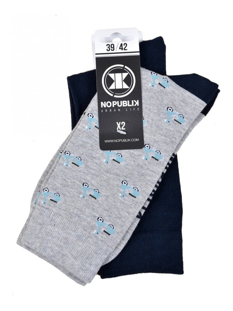 Meias Homem NO PUBLIK - Pack de 2 Preto Cinza - Kiabi