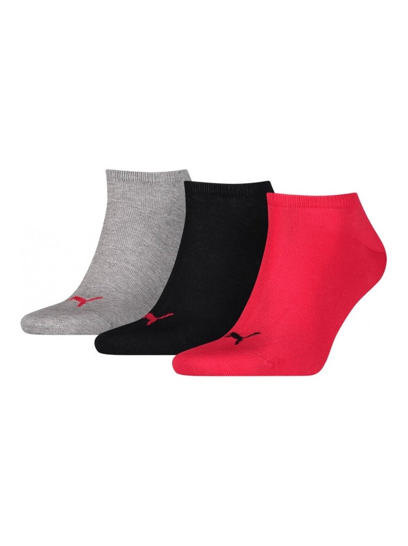 Meias homem PUMA SNEAKER - Pack de 3 Cinza-vermelho preto - Kiabi