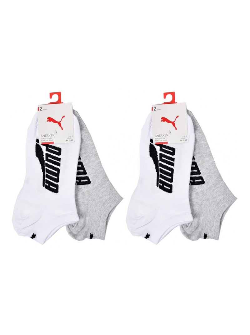 Meias homem PUMA SNEAKER - Pack de 4 Branco Cinza-claro - Kiabi