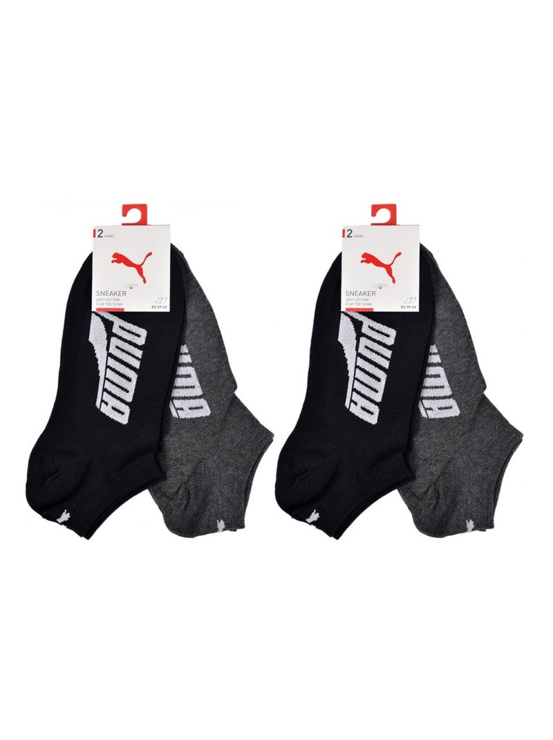 Meias homem PUMA SNEAKER - Pack de 4 Preto Cinza - Kiabi