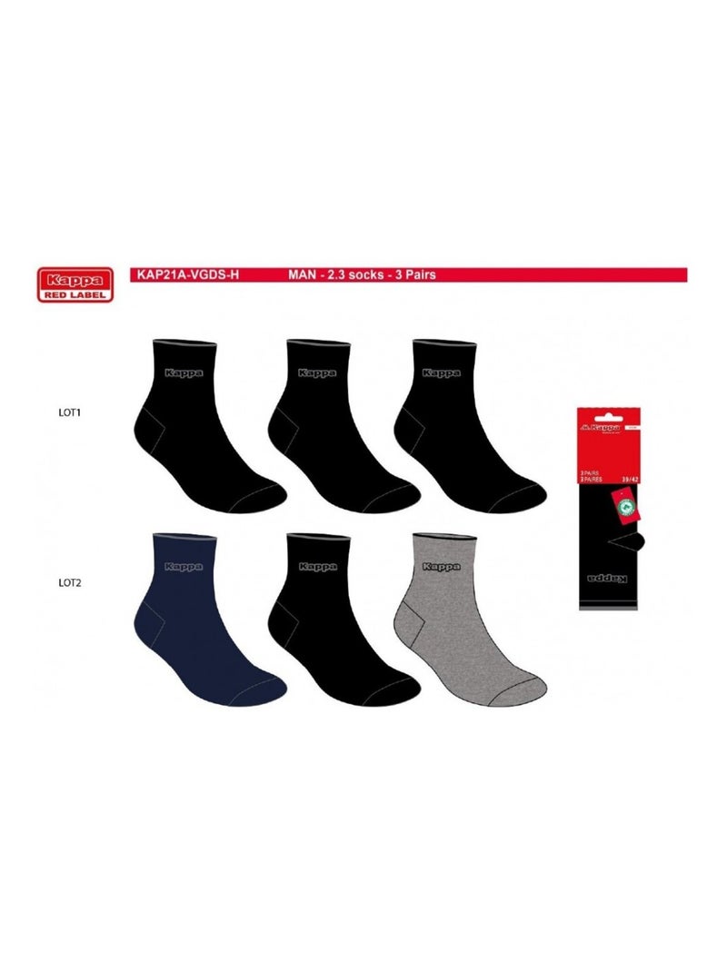 Meias Homem QUARTER KAPPA - Pack de 6 Preto - Kiabi