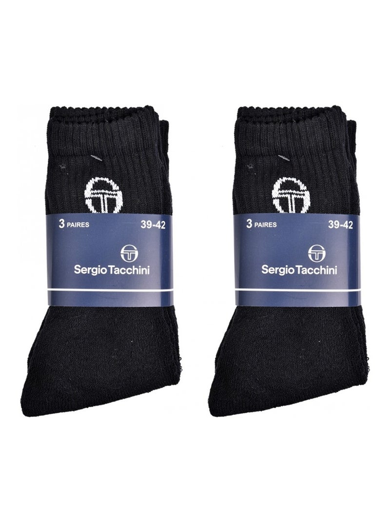 Meias Homem Sergio Tacchini Tennis - Pack de 6 Preto - Kiabi