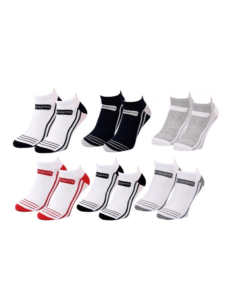 Meias Homem SNEAKER KAPPA - Pack de 6 Branco Preto Cinza - Kiabi