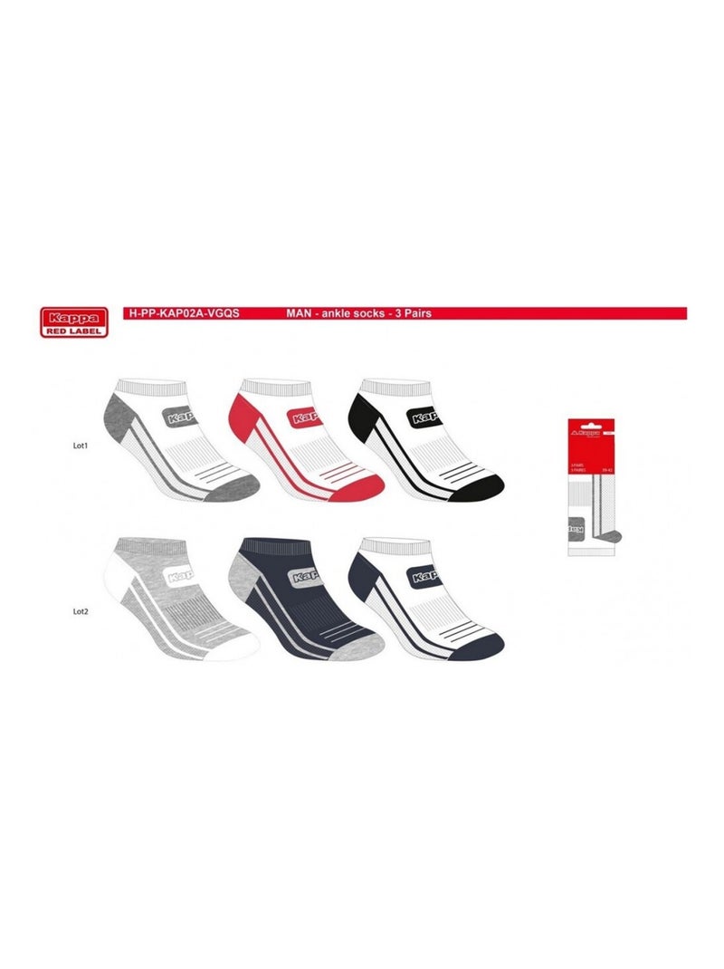 Meias Homem SNEAKER KAPPA - Pack de 6 Branco Preto Cinza - Kiabi