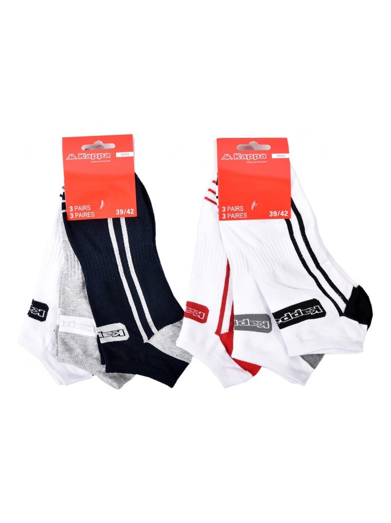 Meias Homem SNEAKER KAPPA - Pack de 6 Branco Preto Cinza - Kiabi