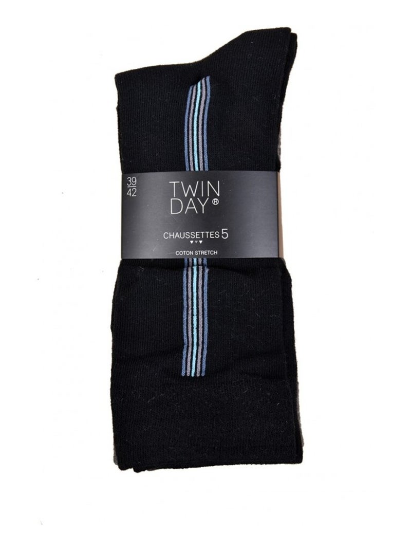Meias Homem TWINDAY - Pack de 5 Preto Cinza - Kiabi