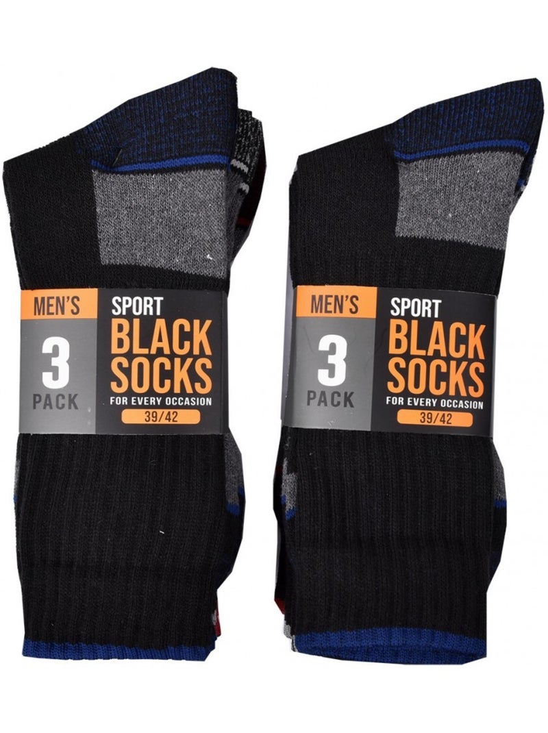 Meias Homem TWINDAY SPORT Pack de 6 Preto - Kiabi