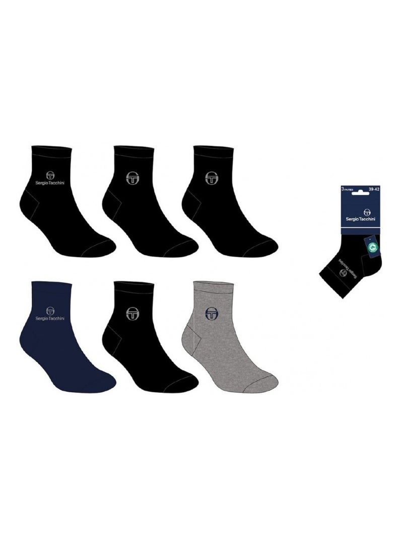 Meias Homem VILLE SERGIO TACCHINI Pack de 6 QUARTER Preto - Kiabi