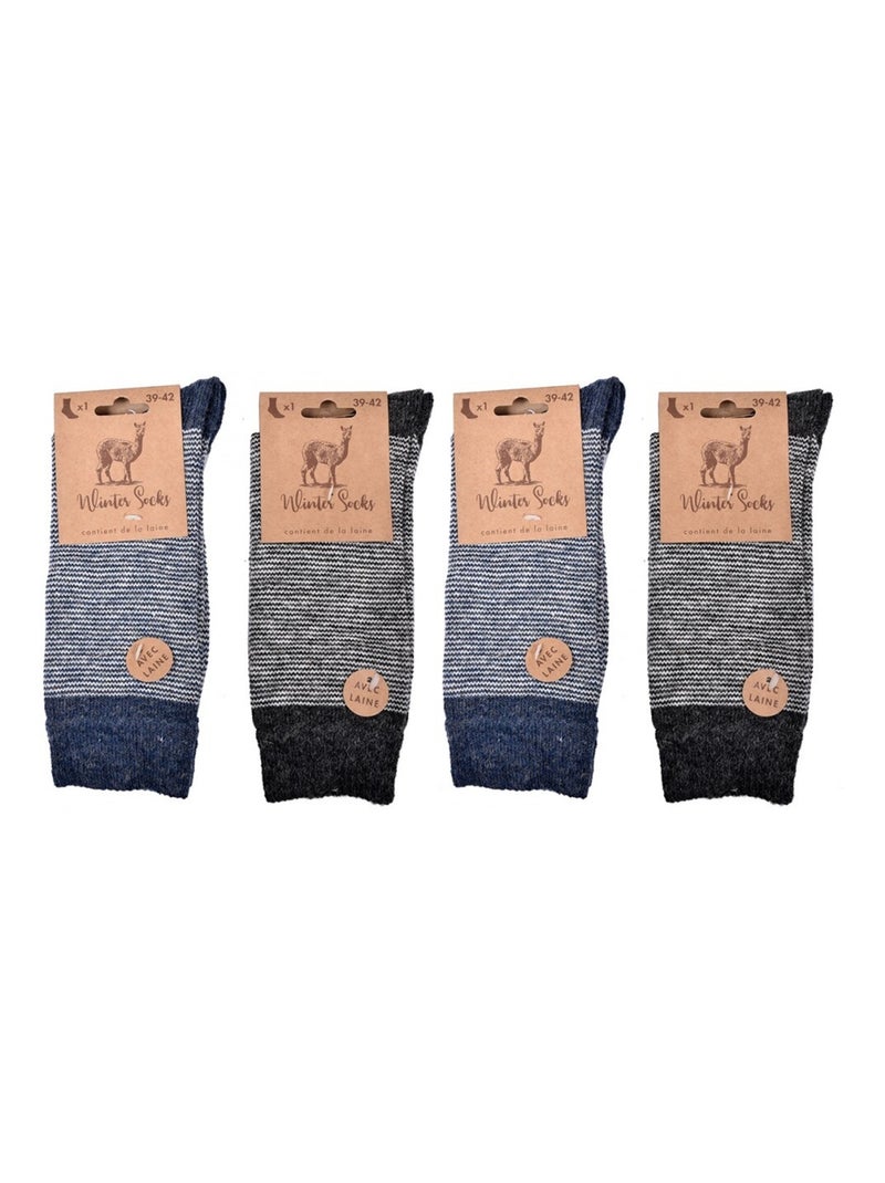 Meias Homem WINTER SOCKS - Pack de 4 Azul Multicolor Cinza - Kiabi