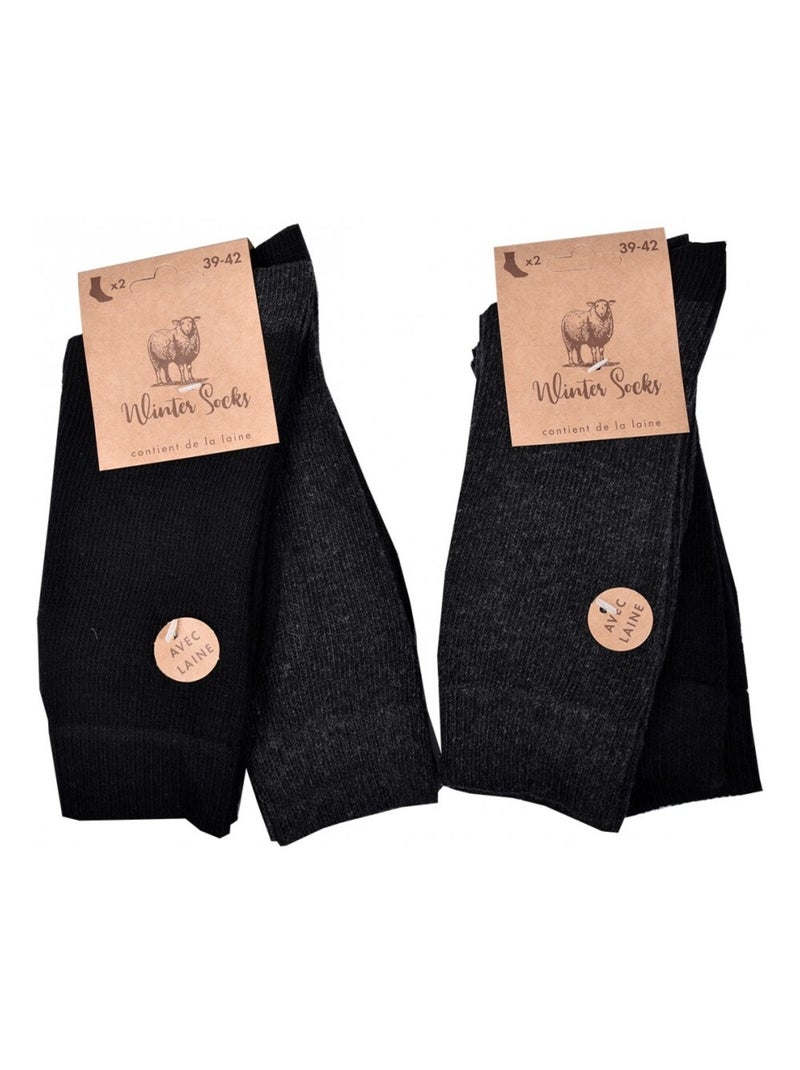 Meias Homem WINTER SOCKS - Pack de 4 Preto Cinza-antracite - Kiabi
