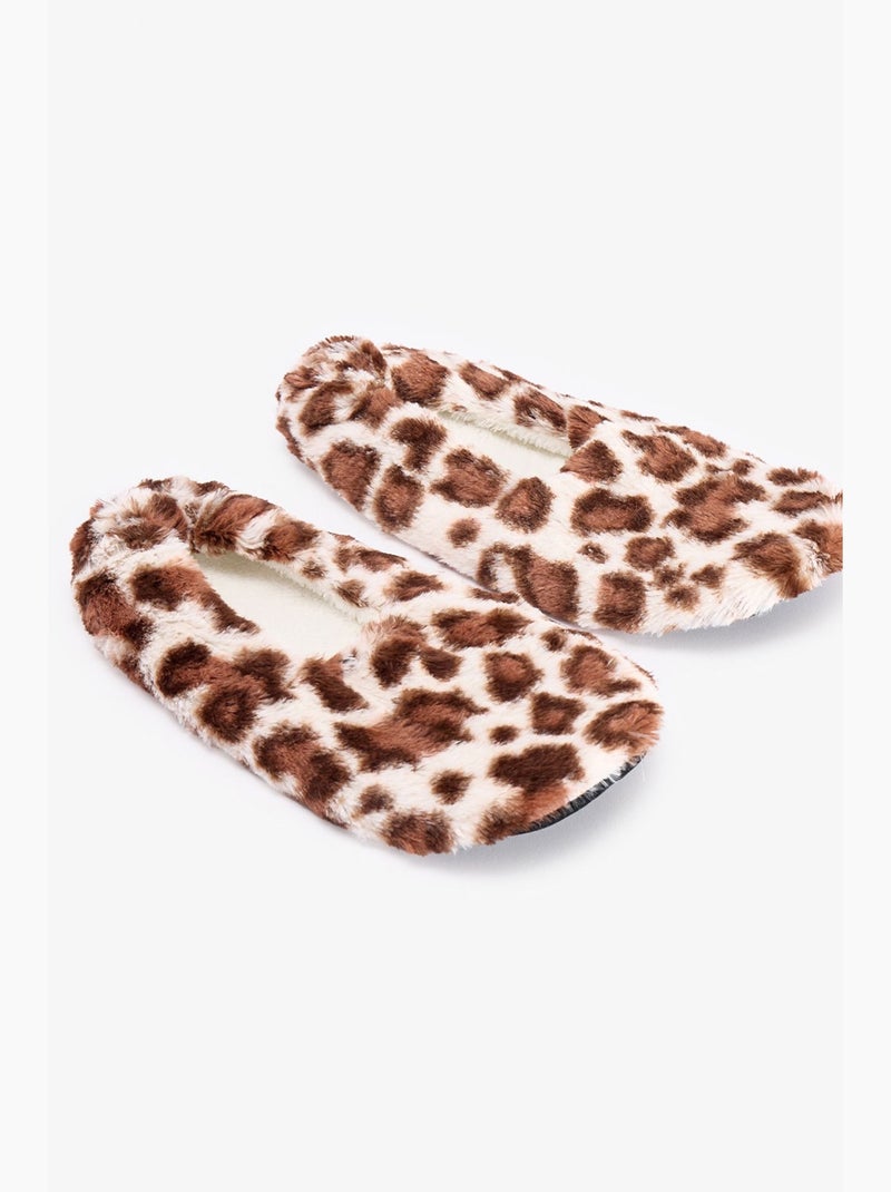 Meias invisíveis leopard fluffy penti Creme - Kiabi