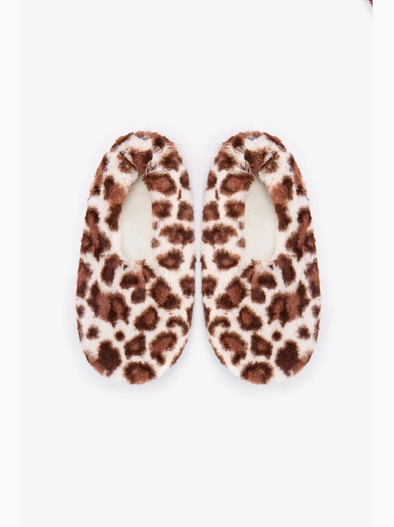 Meias invisíveis leopard fluffy penti Creme - Kiabi