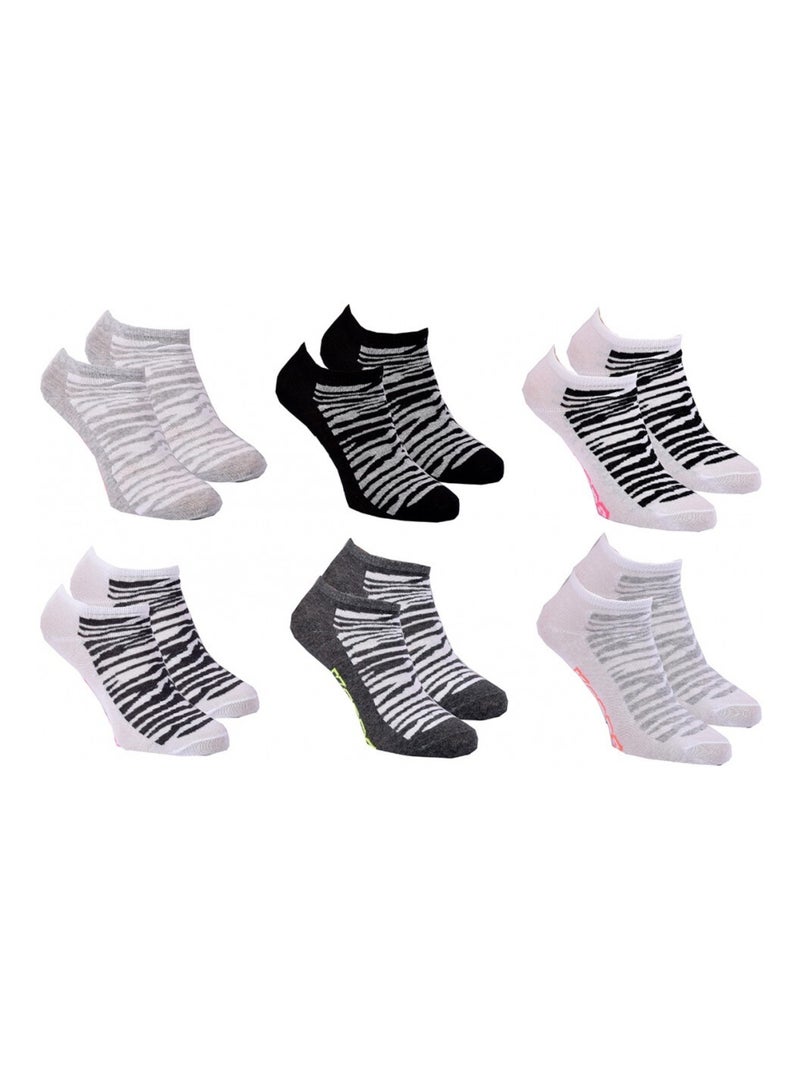Meias KAPPA SNEAKER - Pack de 6 Branco Cinza antracite Preto - Kiabi