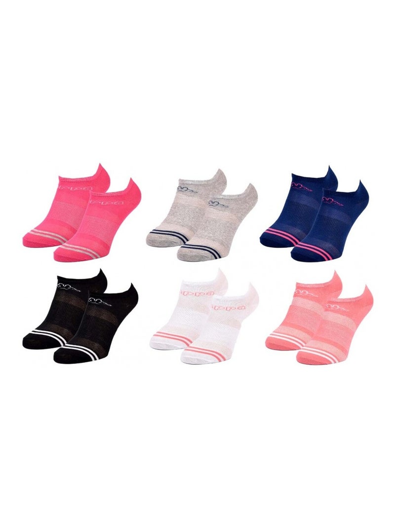 Meias KAPPA SNEAKER - Pack de 6 Rosa Preto Branco Cinza - Kiabi