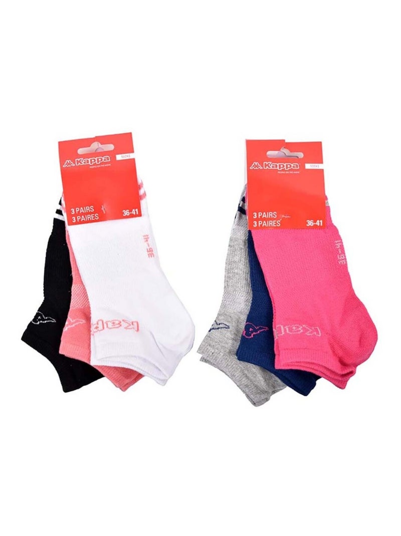 Meias KAPPA SNEAKER - Pack de 6 Rosa Preto Branco Cinza - Kiabi