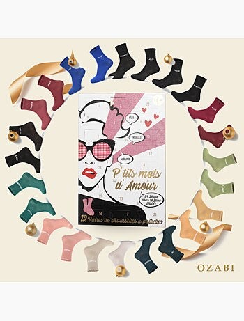 Meias lantejoulas ozabi calendário do advento - caixa presente 12 pares