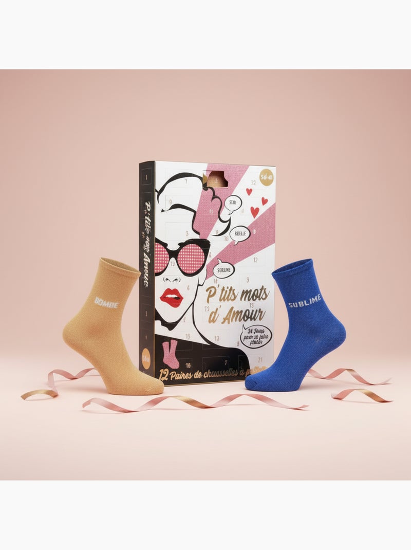 Meias lantejoulas ozabi calendário do advento - caixa presente 12 pares Multicolorido - Kiabi