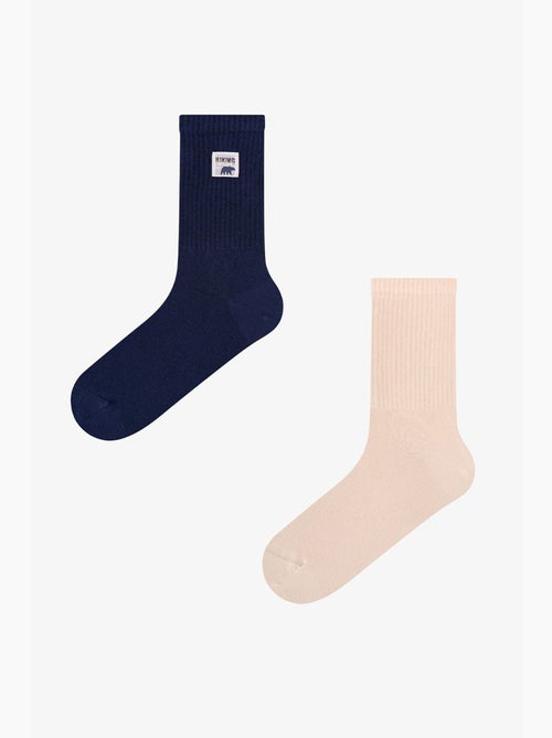 Meias masculinas cano médio com estampa slogan dual shade, 2 pares penti - Kiabi Meias masculinas cano médio com estampa slogan dual shade, 2 pares penti - Kiabi