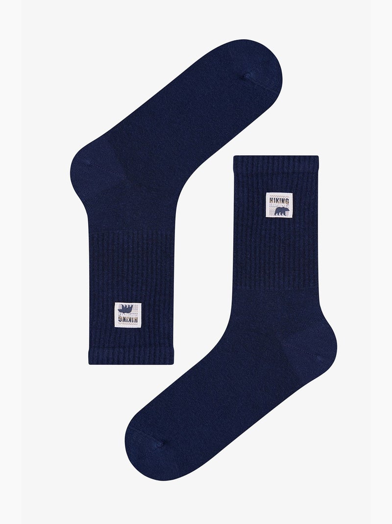 Meias masculinas cano médio com estampa slogan dual shade, 2 pares penti Azul-bege - Kiabi
