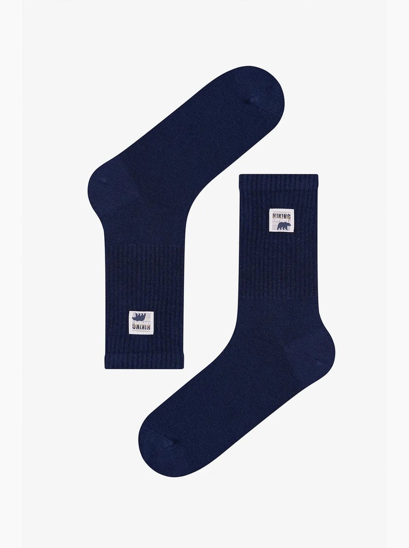 Meias masculinas cano médio com estampa slogan dual shade, 2 pares penti Azul-bege - Kiabi