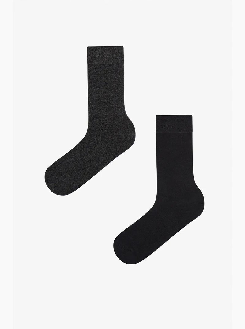 Meias masculinas de bambu, pack de 2 penti Cinza-preto - Kiabi