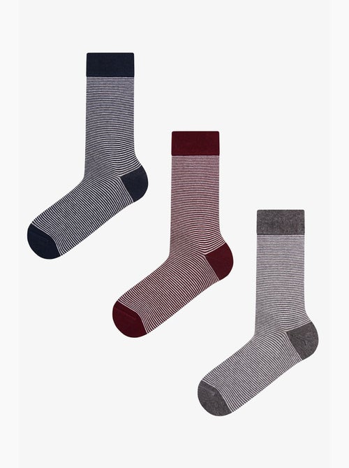 Meias masculinas earth neutral às riscas, pack de 2 penti - Kiabi Meias masculinas earth neutral às riscas, pack de 2 penti - Kiabi