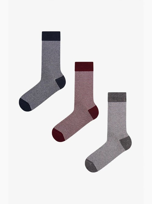 Meias masculinas earth neutral às riscas, pack de 2 penti - Kiabi Meias masculinas earth neutral às riscas, pack de 2 penti - Kiabi